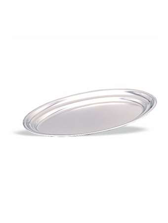 PLAT OVALE A BORDS RONDS ACIER INOX Long. 26x Larg. 17CM